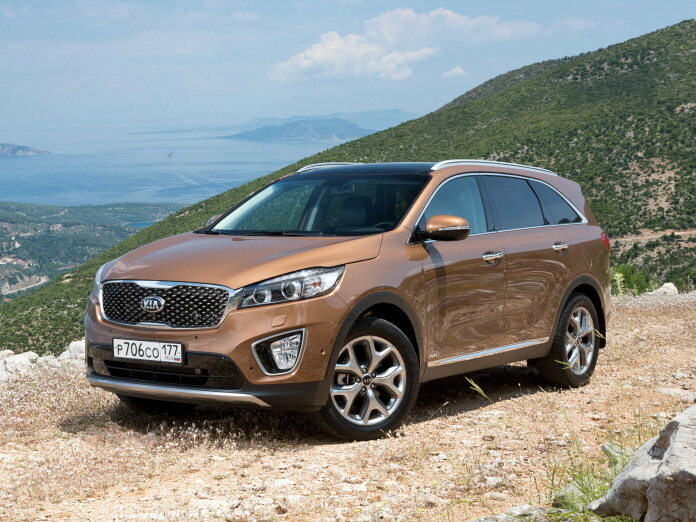 Коврики ЭВА "EVA ромб" для Kia Sorento Prime III (suv  7 мест / UM) 2014 - 2018, серые, 3шт.